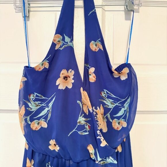 Sienna Sky Blue Long Floral Halter Maxi Dress - Picture 5 of 8